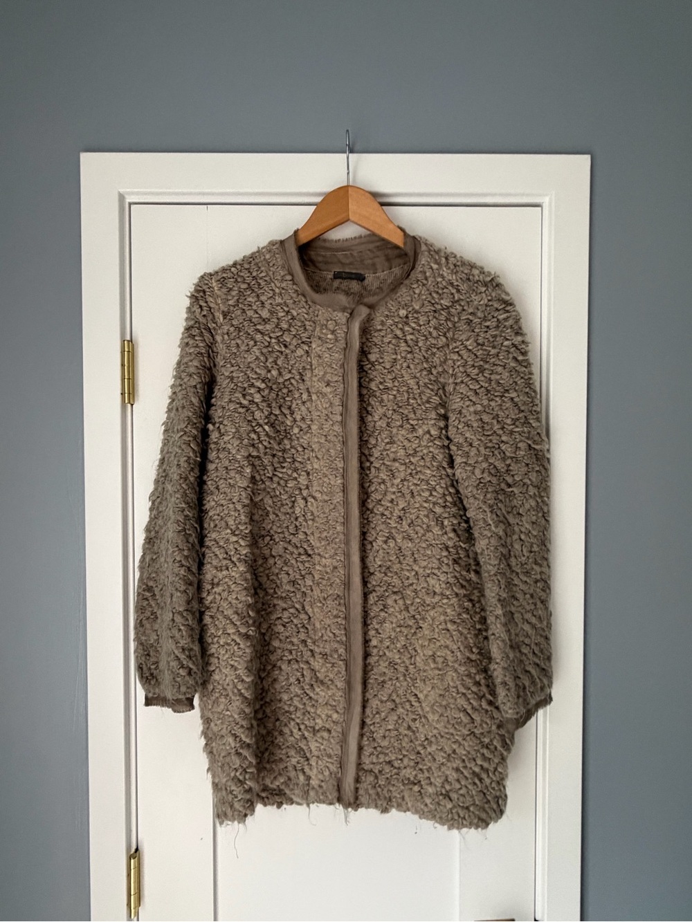 Women's Taupe Faux-Shearling Coat